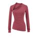 Women's Asymmetric Neck Slim-Fit Long Sleeve T-Shirt & Flared Pants Set – Pure Y2K Aesthetic | Cotton Blend | S-L | Matching Outfit |_ecoleips.com
