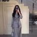 European And American Cross-border Foreign Trade 2026 Spring New Satin Patchwork Waist-cinching Design Long Skirt_ecoleips.com