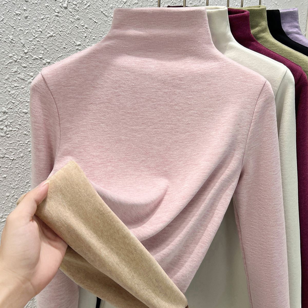 Women's Clothing Cashmere & Silk Thermal Base Layer Turtleneck Top - Soft Fleece-Lined Winter Warm Long Sleeve Shirt (High/Mid/Stand Collar Options)_ecoleips.com