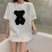 Women's Casual Short Sleeve T-Shirt With Bear Embroidery, Round Neck, Thickened Fabric For Autumn And Winter_ecoleips.com
