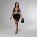 YM53035 Women's Handmade Crochet Hollow Tassel Strapless Sexy Short Dress Two-Piece Set_ecoleips.com