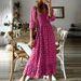 2025 European American Summer New Fashion Women's V-neck Long Dress With Waist-Cinching Floral Print And Flared Hem_ecoleips.com