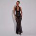 Women's Clothing Celebrity New Wholesale Women's Dress Halter Neck Backless Luminous Cloth Deep V Sexy Evening Dress_ecoleips.com