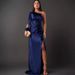 Women's Clothing Elegant Off-Shoulder Raglan Sleeve Wrap Dress With Waist Tie & High Slit - Stylish & Flattering Long Dress For Women_ecoleips.com