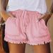 Women's Clothing Elastic Waist Drawstring Casual High Waist Slimming Denim Shorts_ecoleips.com