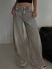 Cross-Border Style Spring And Autumn New American Retro Draped Jeans For Women High Waist Wide Leg Loose Straight Long_ecoleips.com