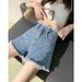 2025s 803 Casual Wide-Leg Denim Shorts For Women, Summer High-Waisted Versatile Petite Slimming Trendy Ins Style Frayed A-Line_ecoleips.com