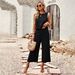 Voya Women's European American Solid Color Fashion Two-Piece Set For Women Summer Elegant Sleeveless Casual Suit_ecoleips.com