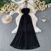 Elegant Chic Halter Neck Dress European American Style Summer Slim Fit Long Dress with Bra Pads Women's Clothing_ecoleips.com