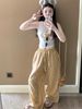 Comfortable Cloud Cotton Sleep Pants Women's Long Pants Striped Outerwear Home Clothes Spring Summer New Style Yellow Stripes_ecoleips.com