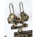 Women's Clothing Sexy Three Piece Bikini Swimsuit Set With Mesh Skirt Cross Straps Black Gold Print Push Up Two Piece Swimsuit_ecoleips.com