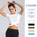 Women's Cross-Front Fitness Tee – Slim Fit Workout Top For Yoga, Running & Gym | Quick-Dry Polyester (6 Colors, S-Xl)_ecoleips.com