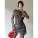 Women's Sexy Backless Leopard Print Dress Long Sleeved European American Style Hot Selling Autumn Winter Real Photos In Stock_ecoleips.com