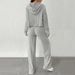 Voya Women's Minimalist Hooded Fashion Set For Spring And Summer Home, Solid Color, Lazy Feeling, Two-piece Set_ecoleips.com