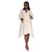 Women's Clothing Solid Color Short Front And Long Back Irregular Medium Length Lantern Sleeve Dress_ecoleips.com