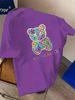 100 Cotton Casual White Round-neck T-shirt With Colorful Bear Desig Short Sleeves Women's FashionDamen-Grafik-T-Shirt_ecoleips.com