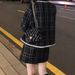 Women's Clothing Elegant Women's Tweed Skirt Set With Houndstooth Print - Bodycon Short Skirt Outfit, Black Tweed Skirt Set With Houndstooth Print_ecoleips.com