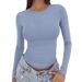2025 New European And American Slim-Fit Long-Sleeve Milk Silk Low Round Neck Versatile Women's Clothing_ecoleips.com