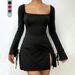 Voya Women's Small Fragrant Style Square Neck Red Dress For Spring And Summer High Waisted Versatile A-line Slit Short Skirt For Women_ecoleips.com