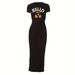 Women's Clothing Elegant Casual Long Dress Slim Fit Round Neck Short Sleeve Women's Spring Summer Clothing_ecoleips.com
