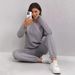 Women's Clothing Waffle Jacquard Long Sleeved Casual Sports Sweater Trousers Women's Suit_ecoleips.com