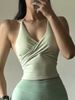 Women's Clothing V Neck Fitness Sports Vest Halter Neck Slimming Yoga Top With Bra Pads Sexy Running Top_ecoleips.com