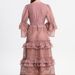 Elegant French Style Bell Sleeve Hollowed Out Lace Patchwork Cake Dress For Women Slim Waist Long Dress_ecoleips.com