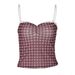 Summer Plaid Print Lace Trim Camisole Top For Women Style New Women's Clothing_ecoleips.com