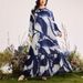 Plus Size Dress With Artistic Tie-Dye Print | V-Neck Long Sleeve Wrap Belt Maxi Dress | Elegant A-Line Flowy Dress For Women (Purple, 0XL-4XL)_ecoleips.com