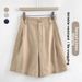 Women's High-Waisted Slimming Tencel Linen Suit Shorts Loose Fit Casual A-Line Wide Leg Summer Bottoms_ecoleips.com