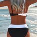 Fashionable Color Block Bikini Swimsuit 2026 Thin Strap Cross Style Wire Free Comfortable for Beach Vacation Women's Clothing_ecoleips.com