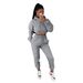 Women's Velvet Hooded Sweatshirt Casual Two-Piece Suit European American Style Autumn Winter Plus Size Clothing_ecoleips.com