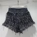 Women's Clothing New Heavy Diamond Ostrich Feather Design Slim Tassel Fashionable Versatile Denim Shorts_ecoleips.com