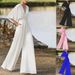 Modern Jumpsuit With Asymmetric Closure | Elegant Wide-Leg Romper For Work & Casual Wear Versatile Five-Thirds Sleeves_ecoleips.com
