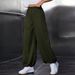 Voya Women's European And American Women's Clothing 2026 Spring-summer New Elastic Waist Loose Casual Wide-leg Sports High-waisted Tapered Pants_ecoleips.com