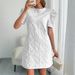 Women's Clothing Summer New Women's Puff Sleeve Textured Jacquard Round Neck Retro Style Dress_ecoleips.com