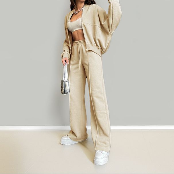 Women's Clothing Suits Fashion Solid Color Casual Loose Street Sports Sweater Suits Female Two Piece Suits_ecoleips.com