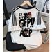 Women's Heavyweight Pure Cotton T-Shirt Loose Fitting Striped Short Sleeved Top Cartoon American Print New Summer_ecoleips.com