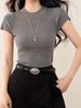 2026 New Summer Pullover Mock Neck Cutout Short Sleeve T-Shirt Fashionable Slim Fit Slimming Minimalist Casual Short Sleeve Top_ecoleips.com