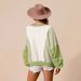 cross-border New Striped Color-block Lantern Sleeve Sweatshirt Trendy Fleece Knitwear Casual Jacket For Women_ecoleips.com