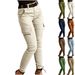 Women's Clothing Women's Mid-Waist Button Detail Trousers Style Solid Color Pockets Cuff Overalls For Formal & Casual_ecoleips.com