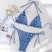 Tropical Print Bikini Set, Adjustable Ties Halter Top & High-Waisted Bottom For Women, Sexy Two-Piece Swimsuit For Beach Pool Vacation_ecoleips.com