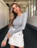 Women's Long Sleeved Round Neck Stretch Base Layer T-Shirt Top Autumn Winter European American Style_ecoleips.com