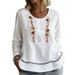 Women's Clothing Casual Shirt Women’s Elegant Long-Sleeve Blouse – Lace Trimmed Relaxed Fit Shirt (Breathable Cotton, Casual & Chic)_ecoleips.com