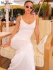Hugcitar Elegant Straps Backless Sexy Solid Bodycon Maxi Prom Dress 2025 Summer Women Fashion Clothes Evening Party Vacation_ecoleips.com