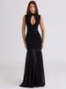 Mozision Hollow Out Sleeveless Sexy Maxi Dress Women Gown Elegant Half High Collar High Waist Bodycon Club Party Long Dresses_ecoleips.com