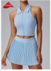 New Pleated Tennis Skirt Women's Fake Two Anti-light Fitness Short Skirt Ball Pocket Golf Culottes_ecoleips.com