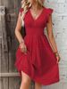 Elegant Slimming V Neck Dress For Women Ruffled Sleeves Fashion Plus Size American Style Summer New_ecoleips.com