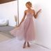 Women's Clothing Sexy Sling Mesh Party Evening Dress_ecoleips.com
