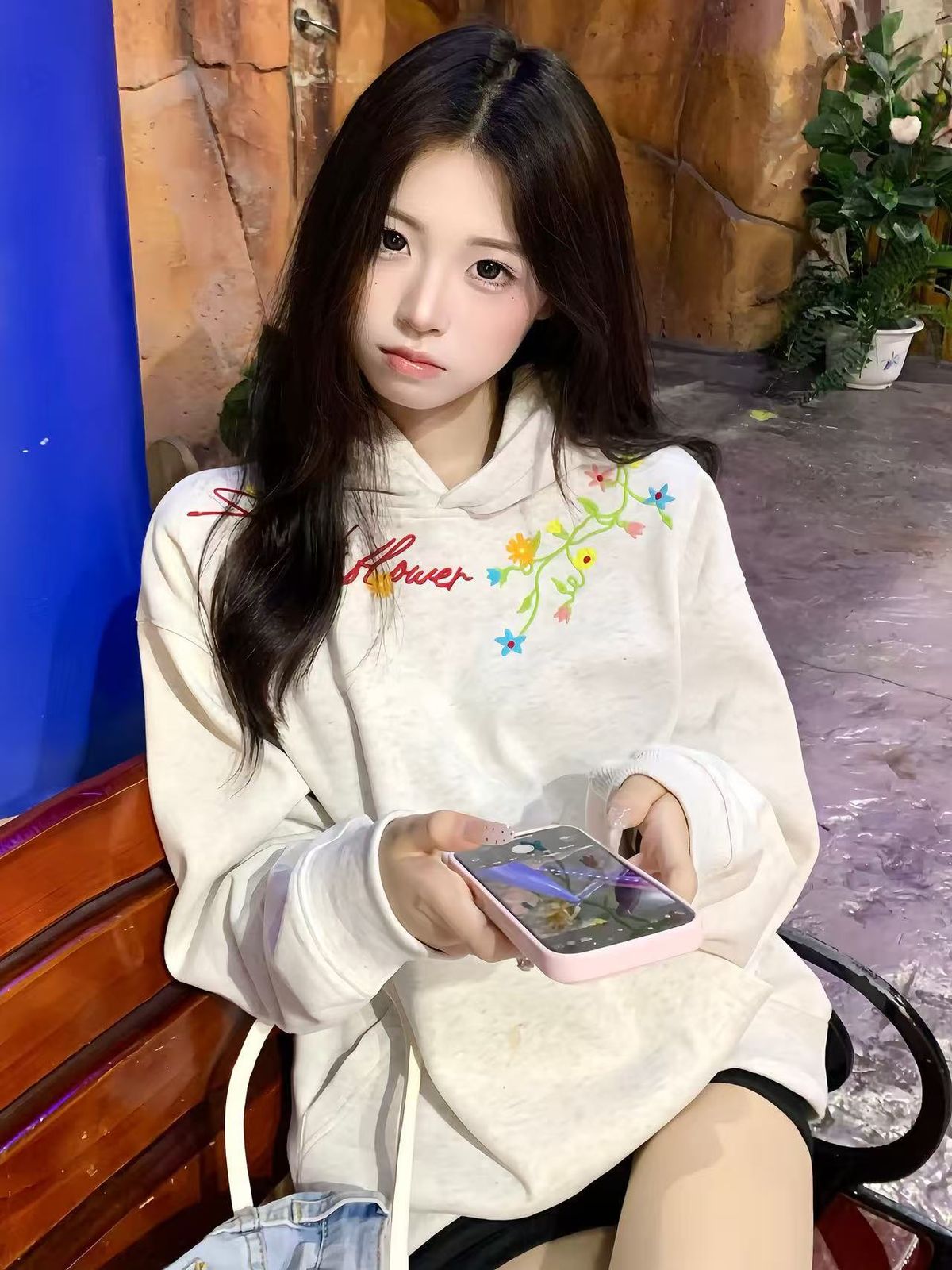 American High Street Retro Letter Floral Embroidered Hooded Sweatshirt For Women, Autumn And Winter, National Trend_ecoleips.com